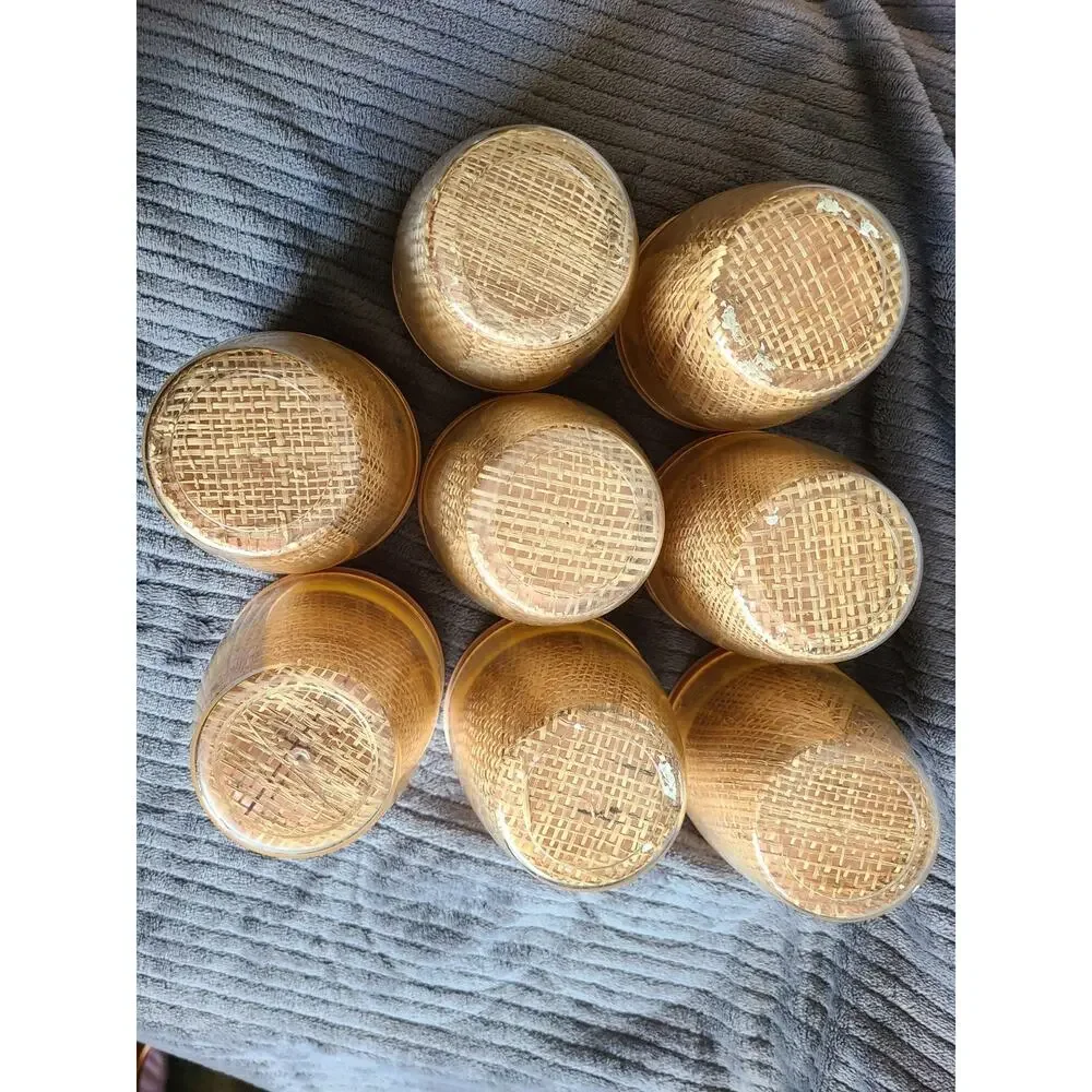 Lot of 8 vintage pink MCM Raffiaware burlap 4